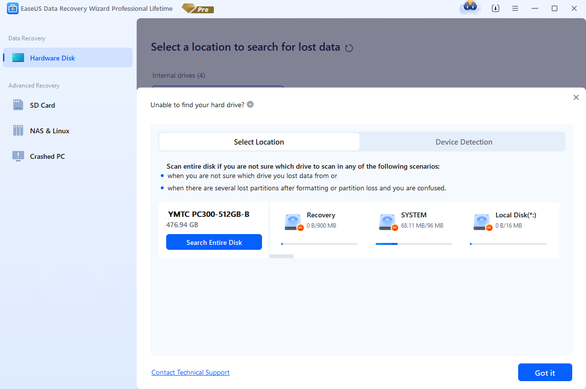 EaseUS Data Recovery - Example 2