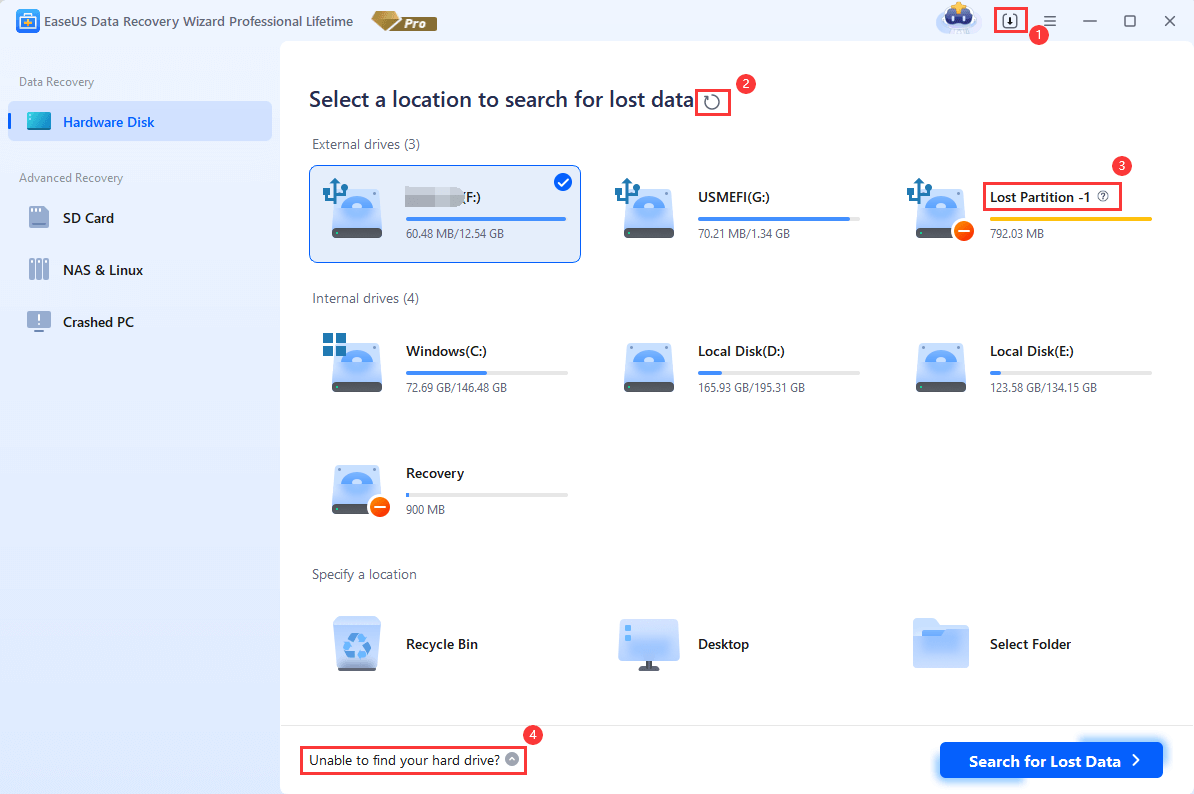 EaseUS Data Recovery - Example 1