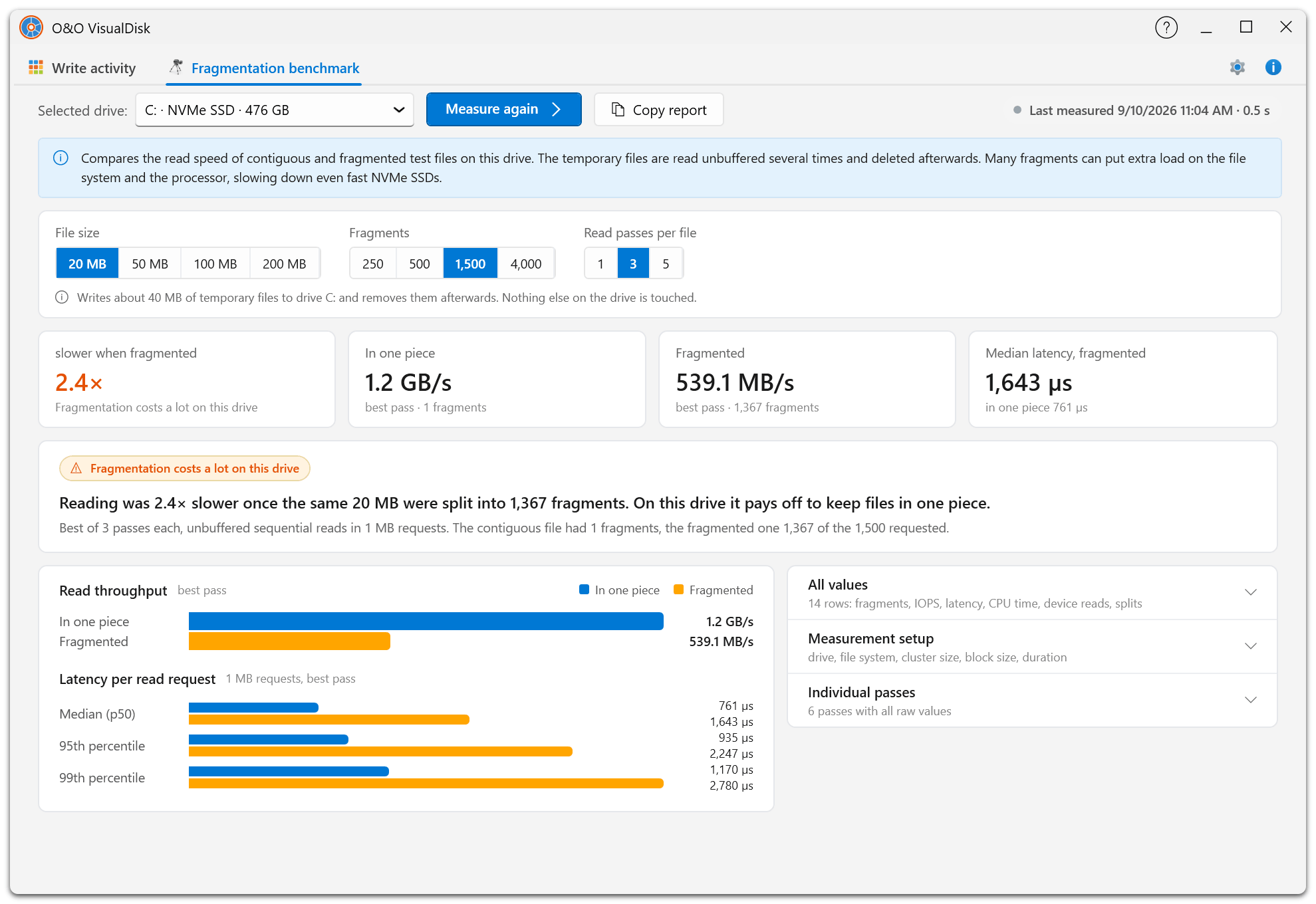 O&O Defrag 32 Professional Edition - Benchmark