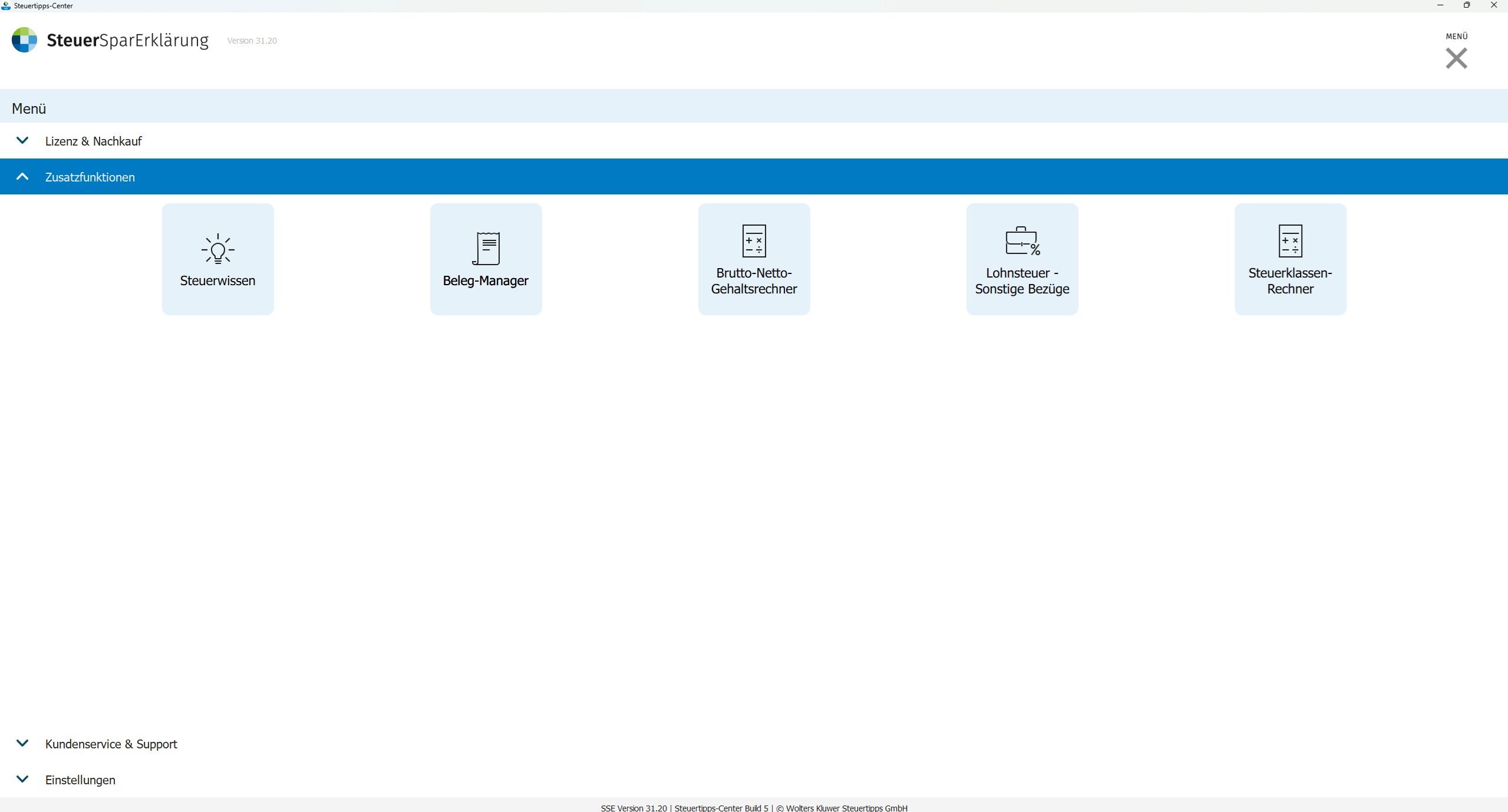 SteuerSparErklärung 2026 - Zusatzfunktionen