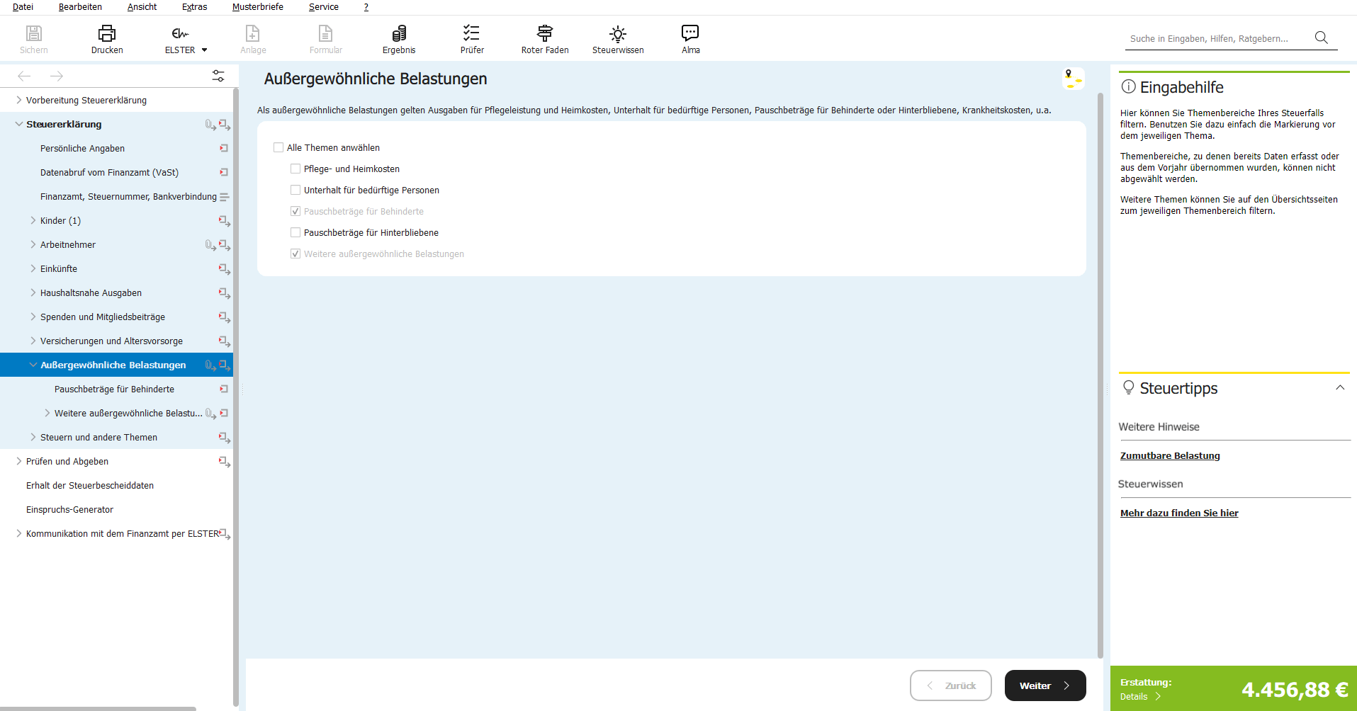 SteuerSparErklärung für Rentner 2026 - Dialog