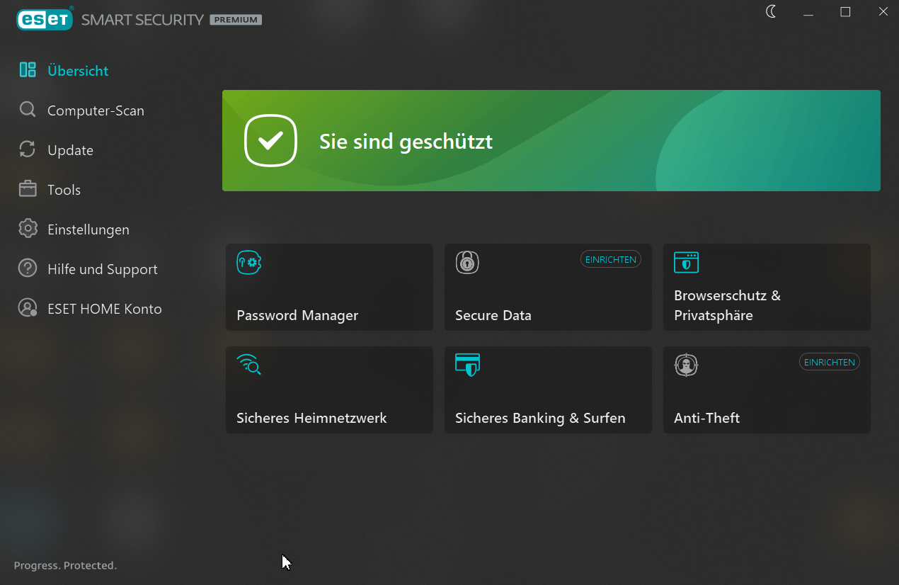 ESET Home Security Premium - Start Dunkler Modus 