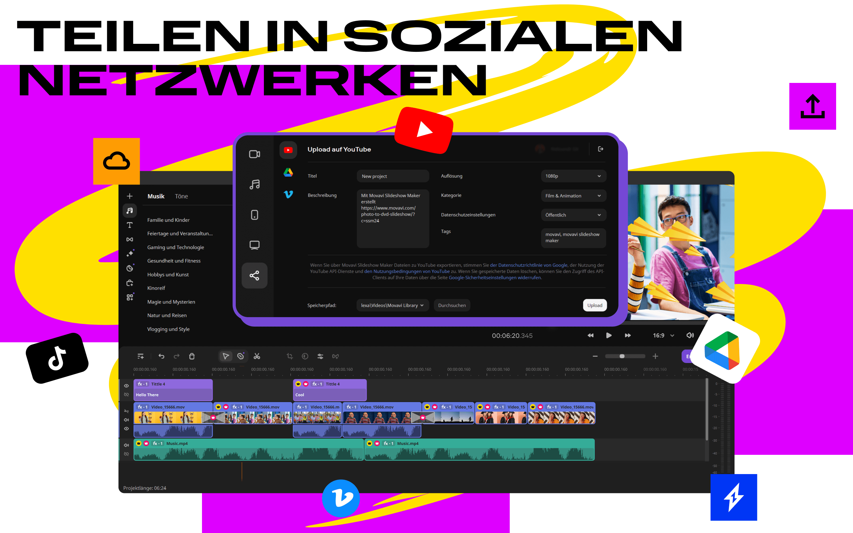 Movavi Slideshow Maker -  Soziale Netzwerke 