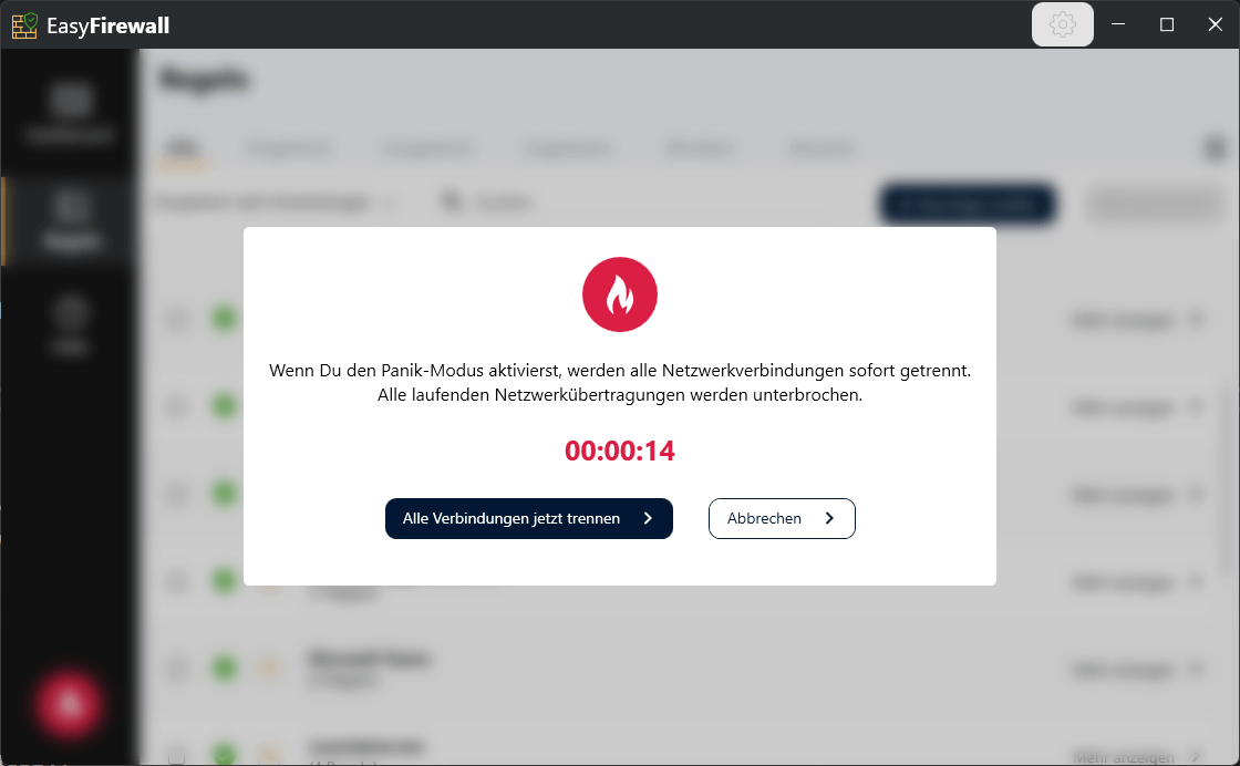 Abelssoft EasyFirewall 2024 - Panikbutton 