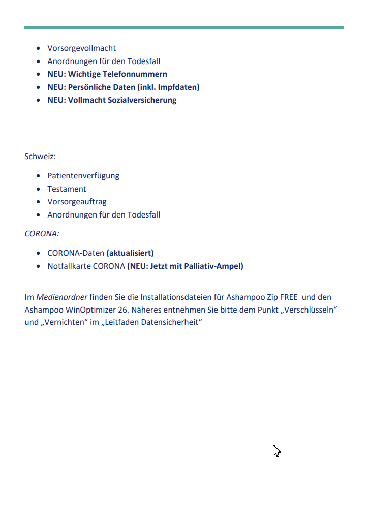 Das ultimative Vorsorgepaket 2025 - Inhaltsverzeichnis 3 