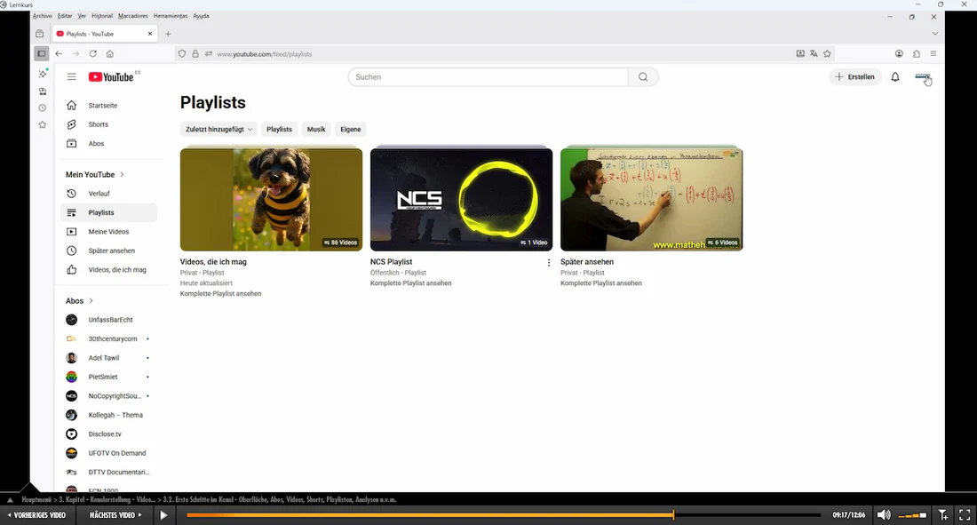 YouTube Video Lernkurs Kompendium