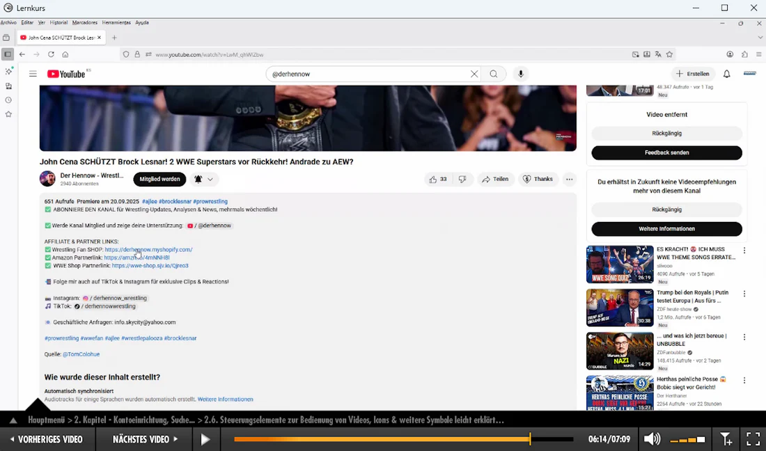 YouTube Video Lernkurs Kompendium