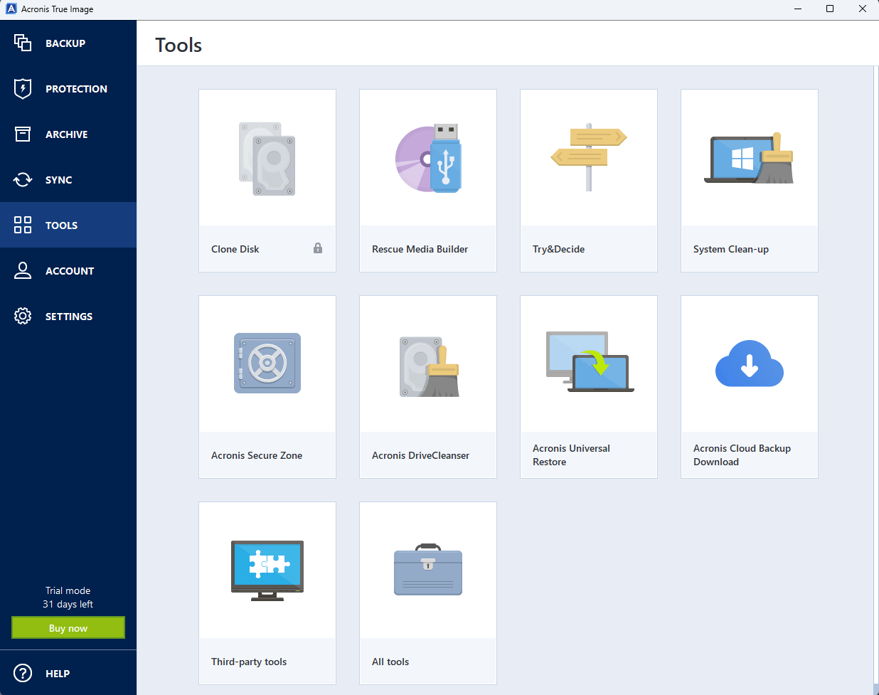 Acronis True Image 2025 - Tools