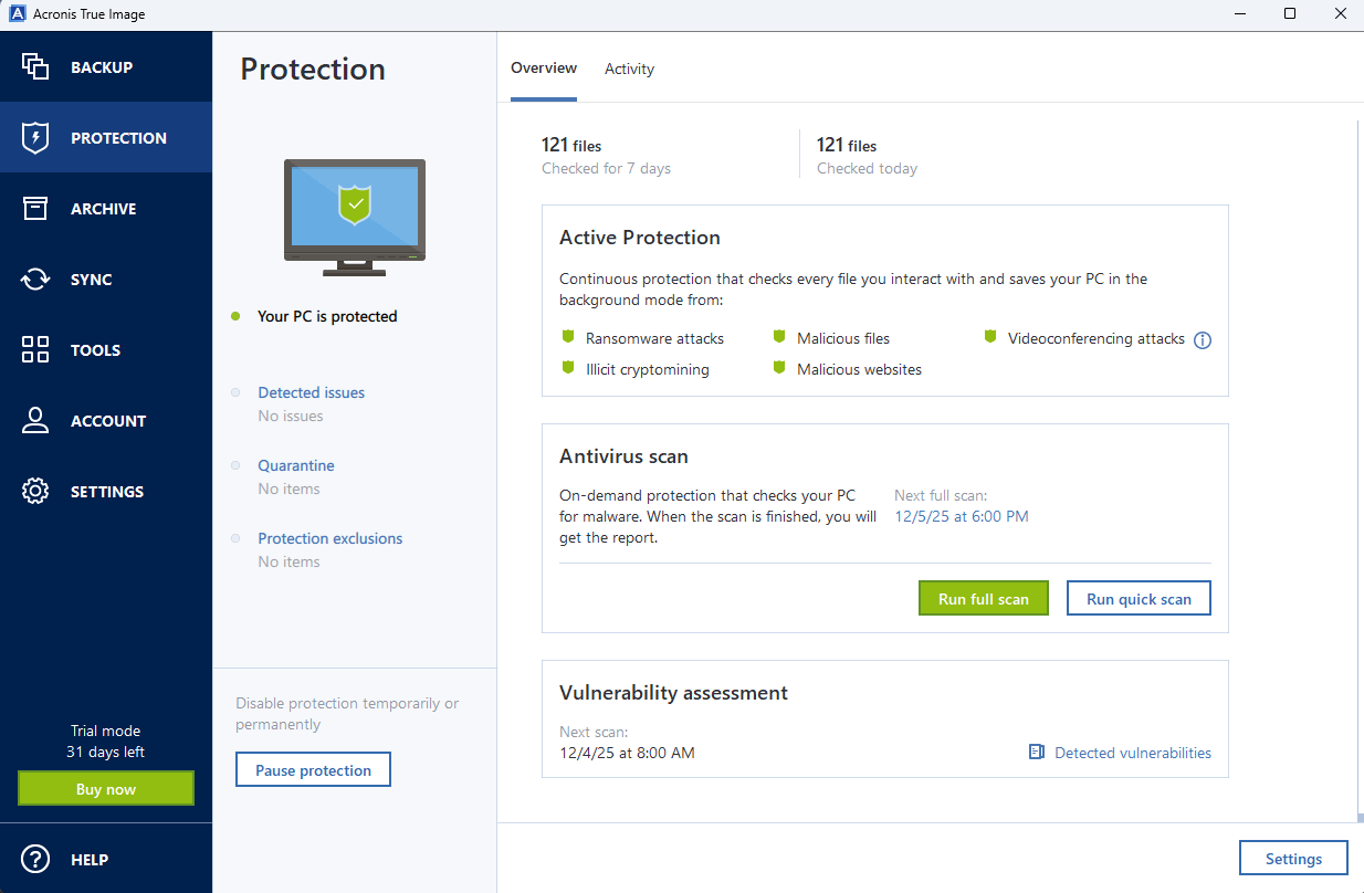 Acronis True Image 2025 - Protection