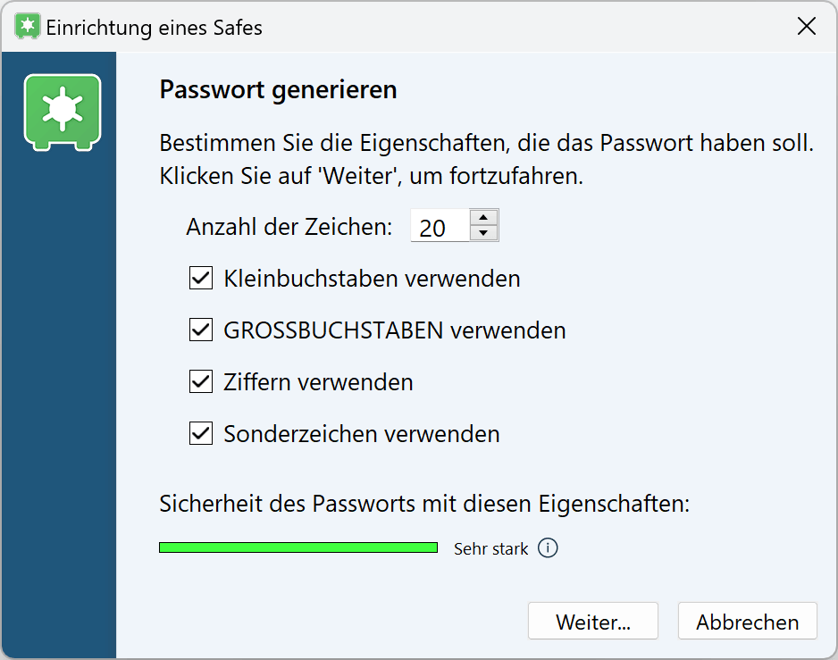 Data Safe - Passwort