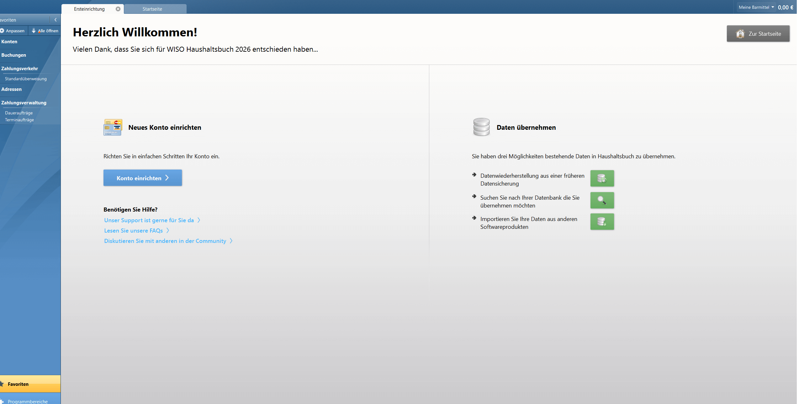 WISO Haushaltsbuch 2026 - Erste Schritte