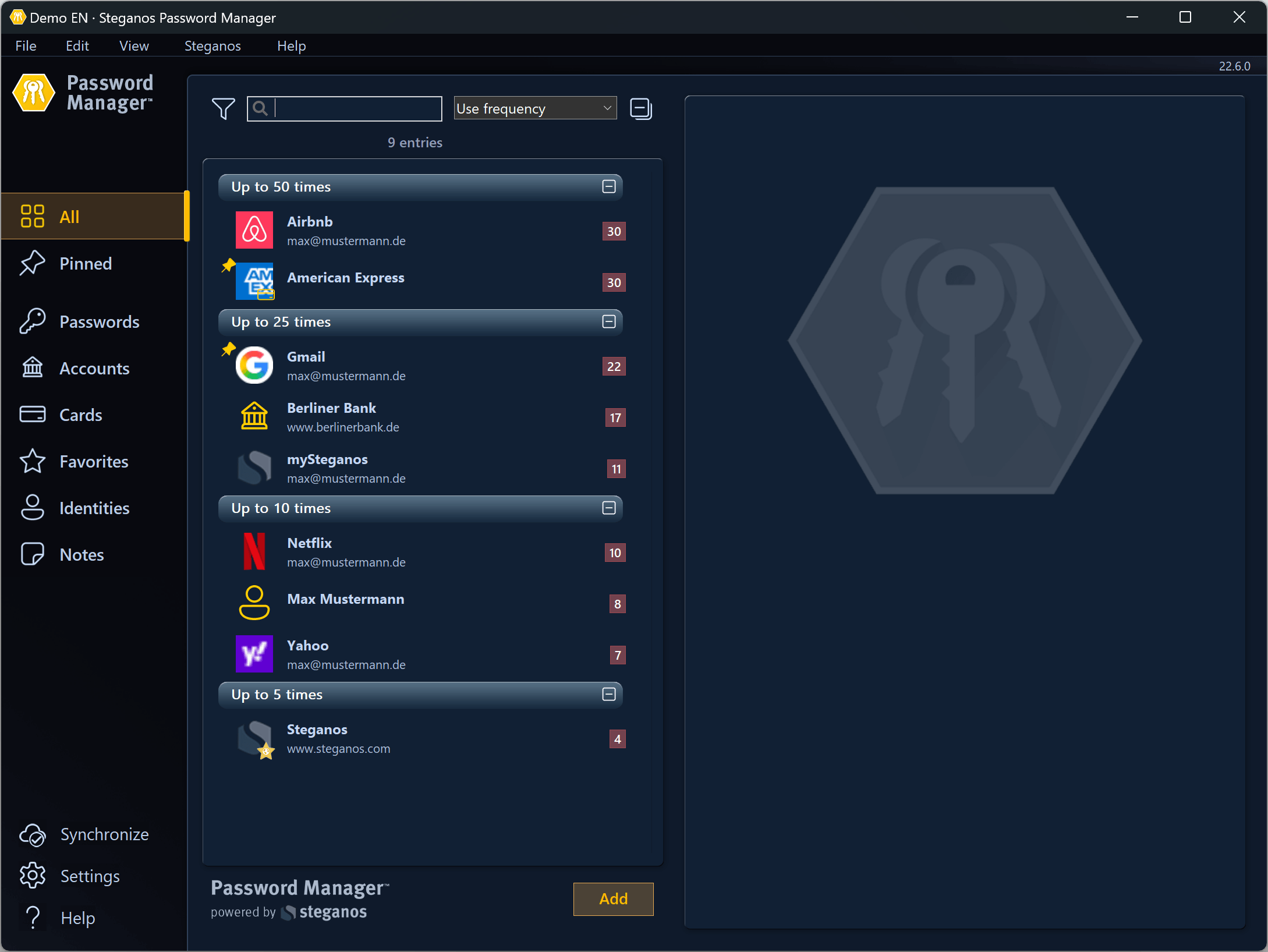 Passwort-Manager - Usage frequency