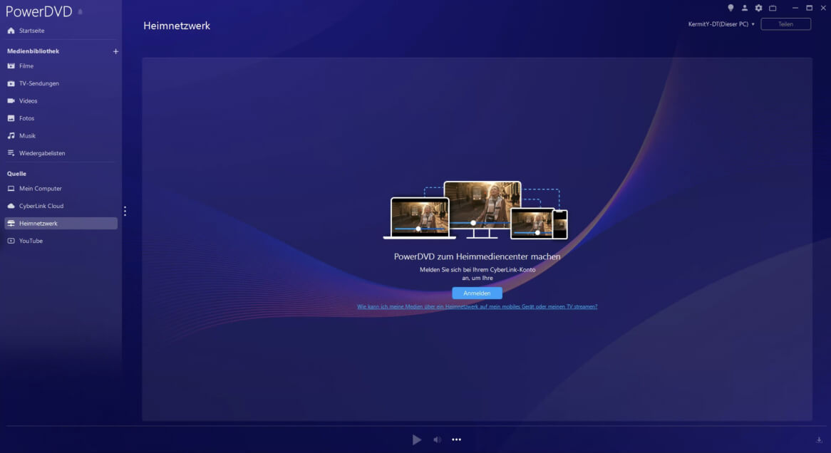 CyberLink PowerDVD 22 - Heimnetzwerk Start 