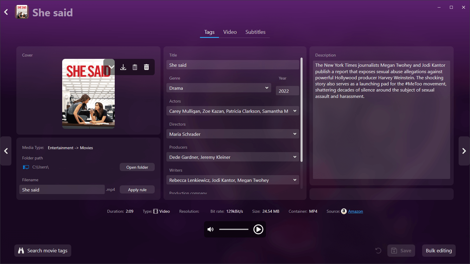 Audials Movie 2025 - Video tags 