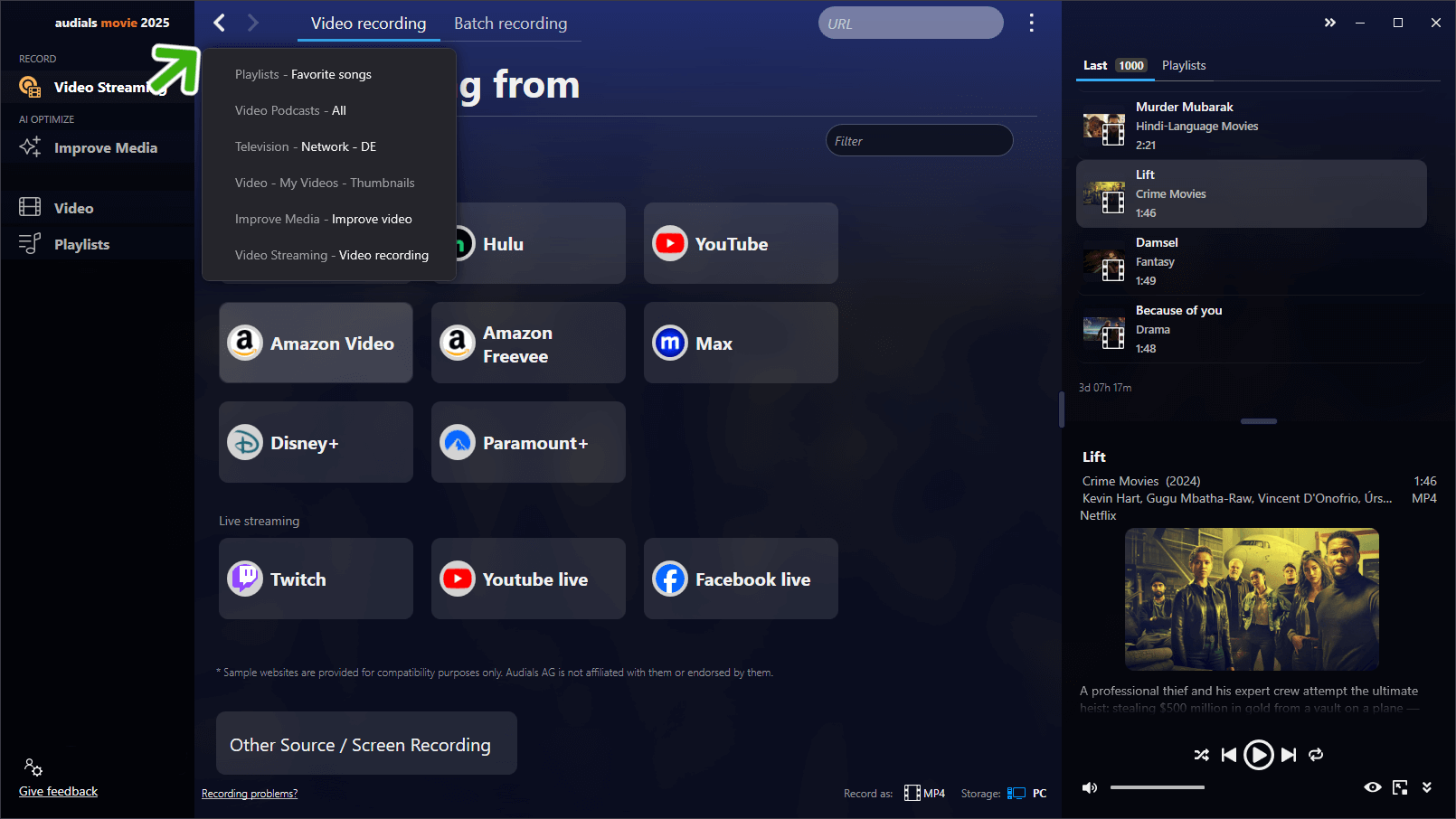 Audials Movie 2025 - Verlauf 