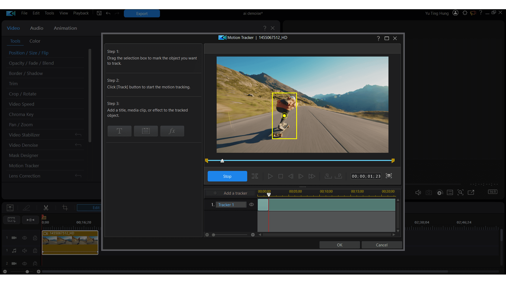 Cyberlink PowerDirector 2024 Ultra - Motion tracking