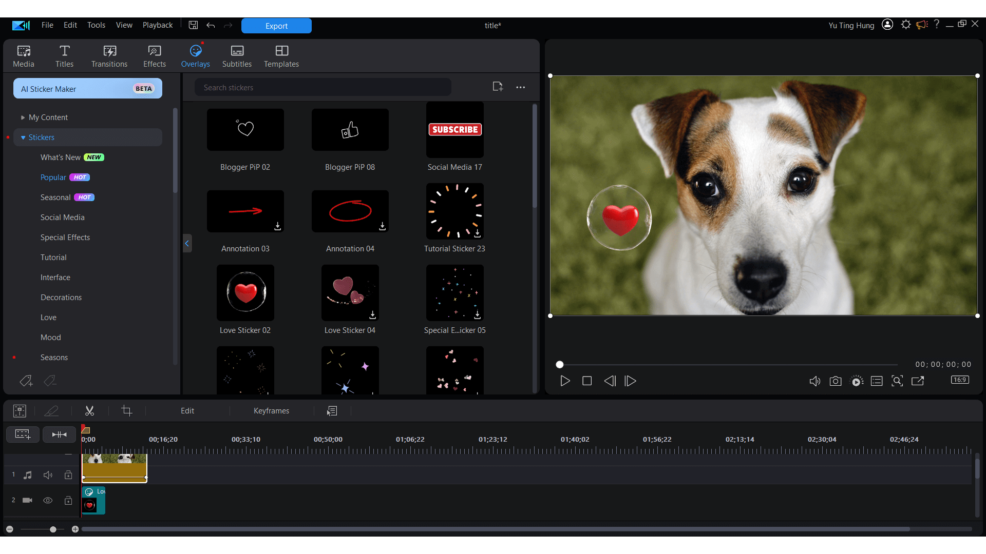 Cyberlink PowerDirector 2024 Ultra - Animated stickers