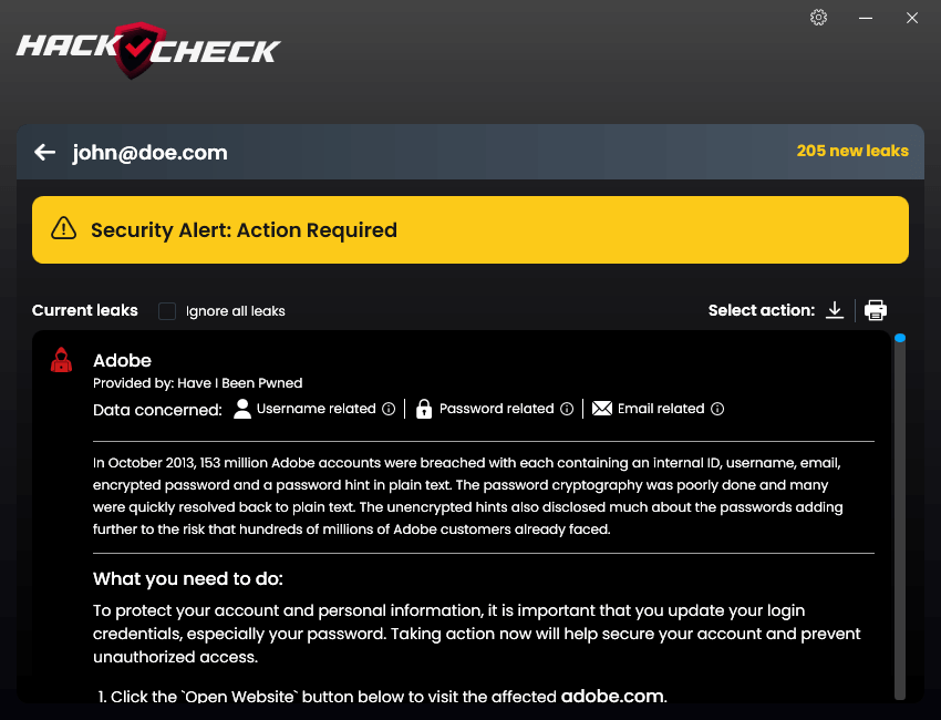 Abelssoft HackCheck 2026 - Alert