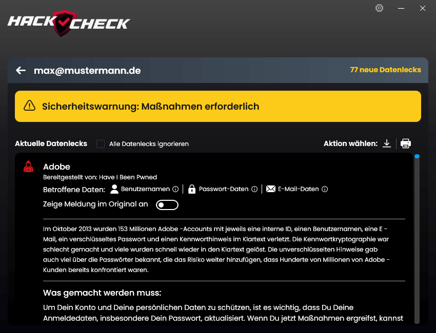 Abelssoft HackCheck 2026 - Ergebnisse