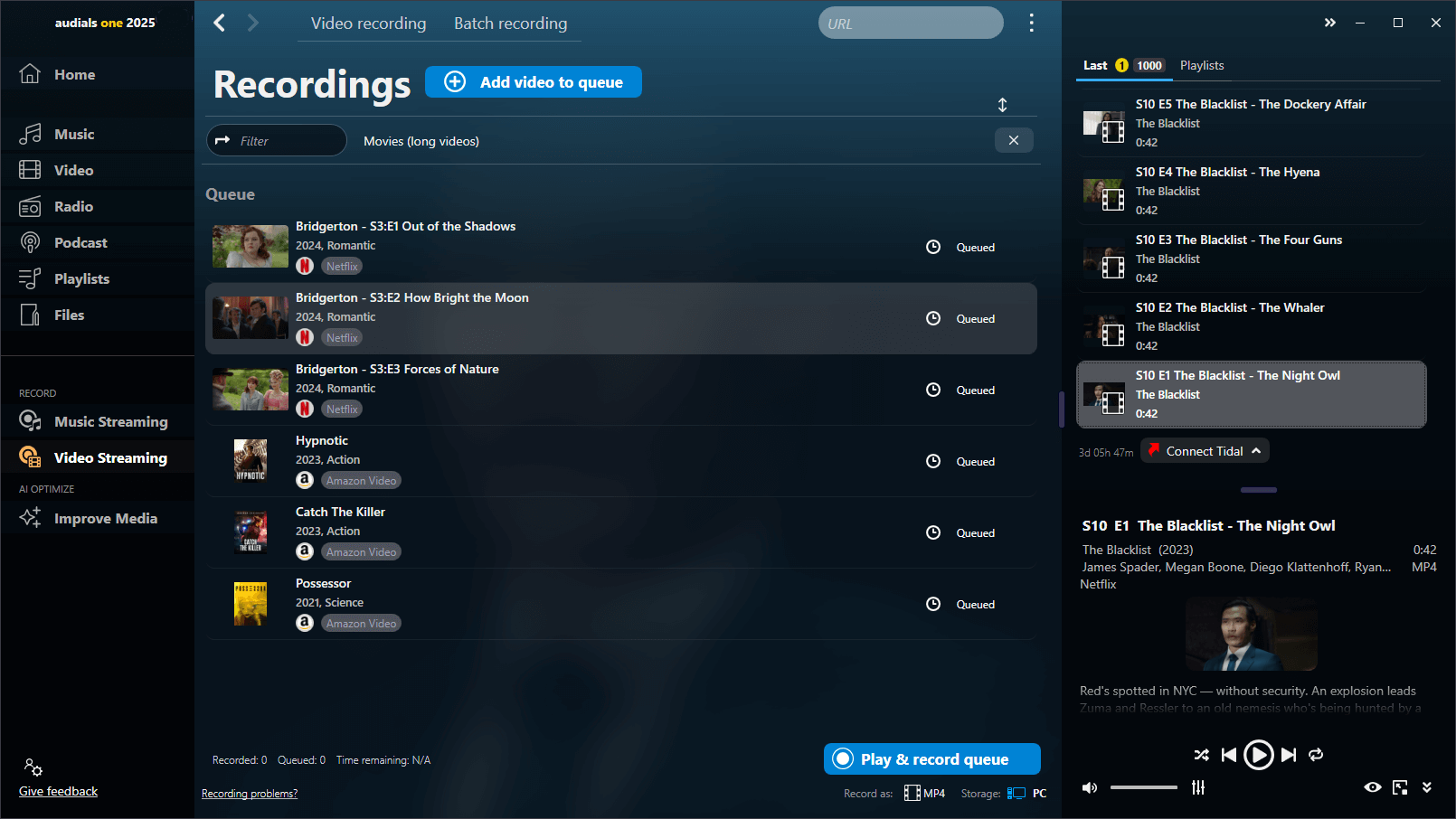 Audials One 2025 - Batch recording