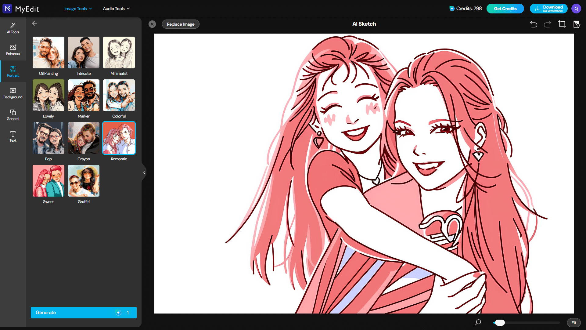 Cyberlink MyEdit Image Pro - Ai sketch romantic