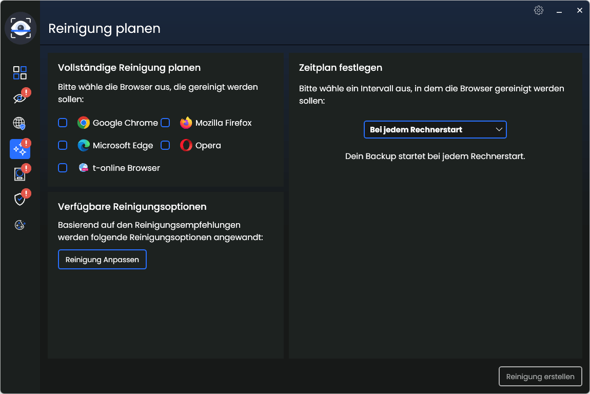 Abelssoft AntiBrowserSpy 2026 - Reinigung