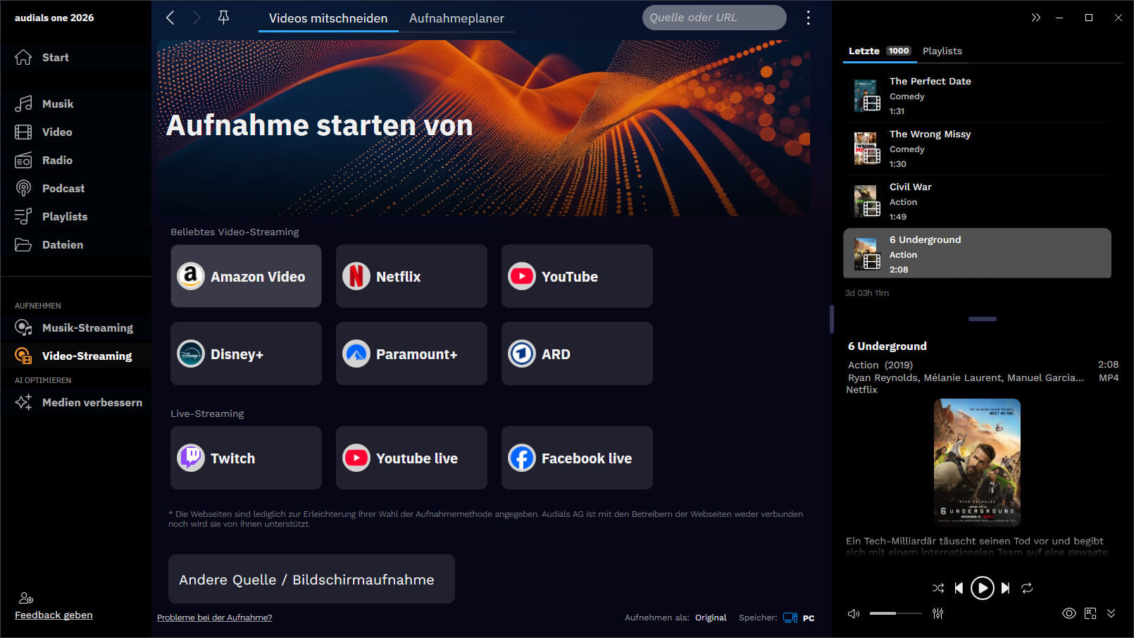 Audials One 2026 Standard - Video streaming