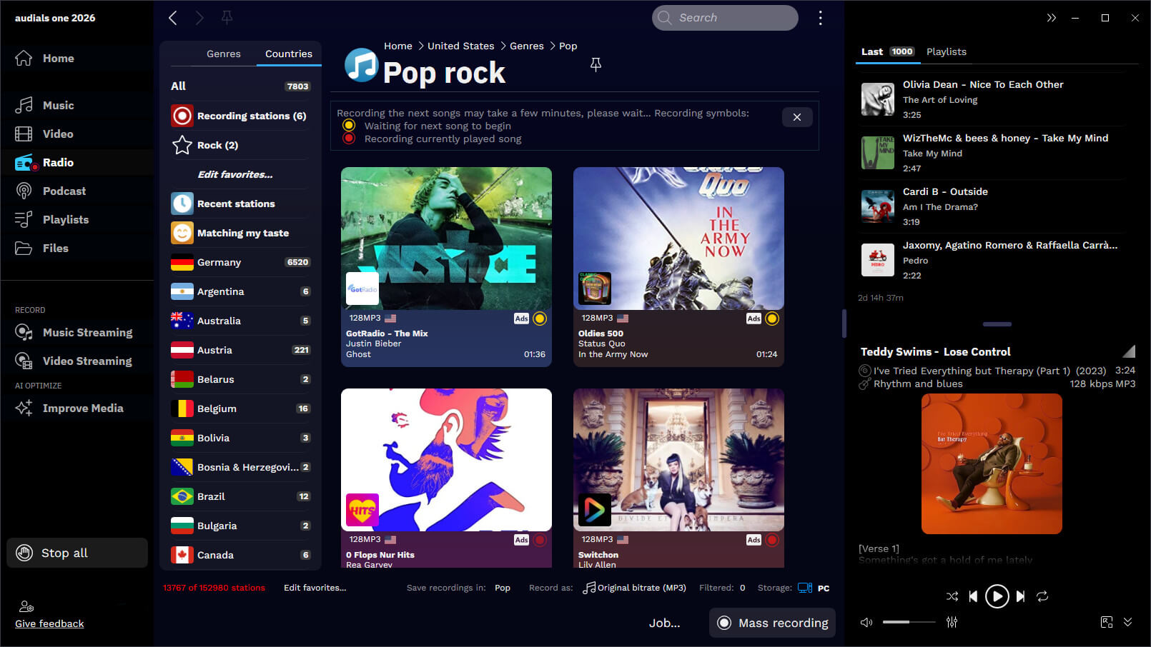 Audials One 2026 Standard - Radio countries