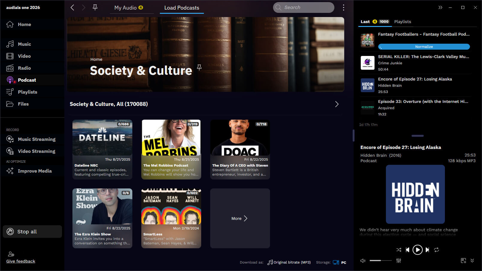 Audials One 2026 Standard - Load podcasts