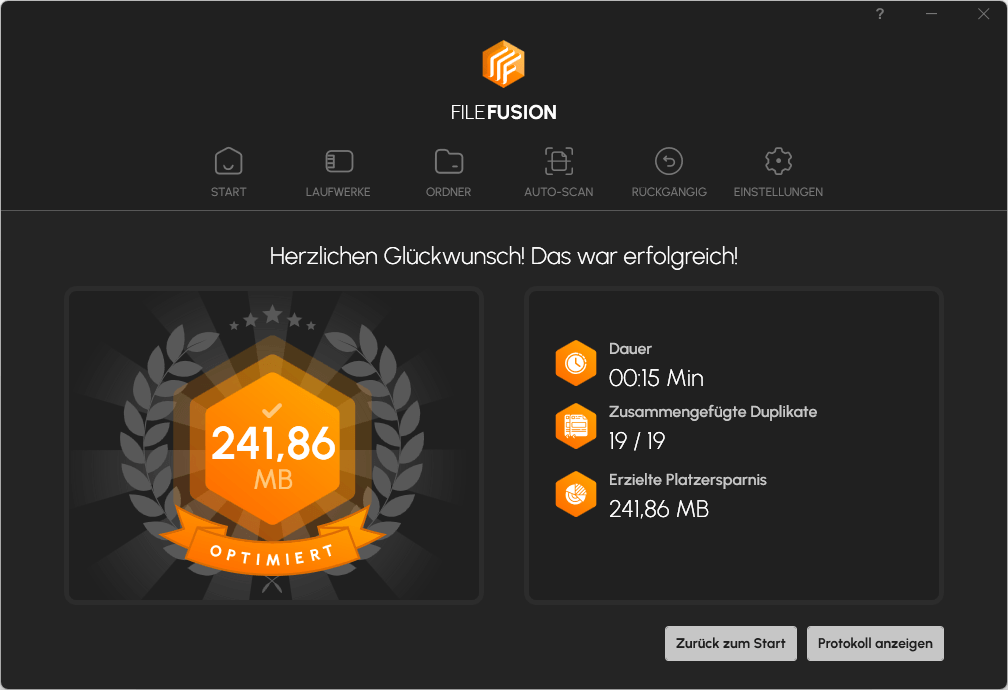 Abelssoft FileFusion 2026 - Ergebnis