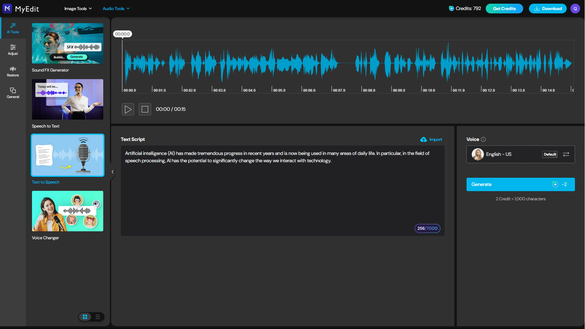 Cyberlink MyEdit Audio - Text to speech