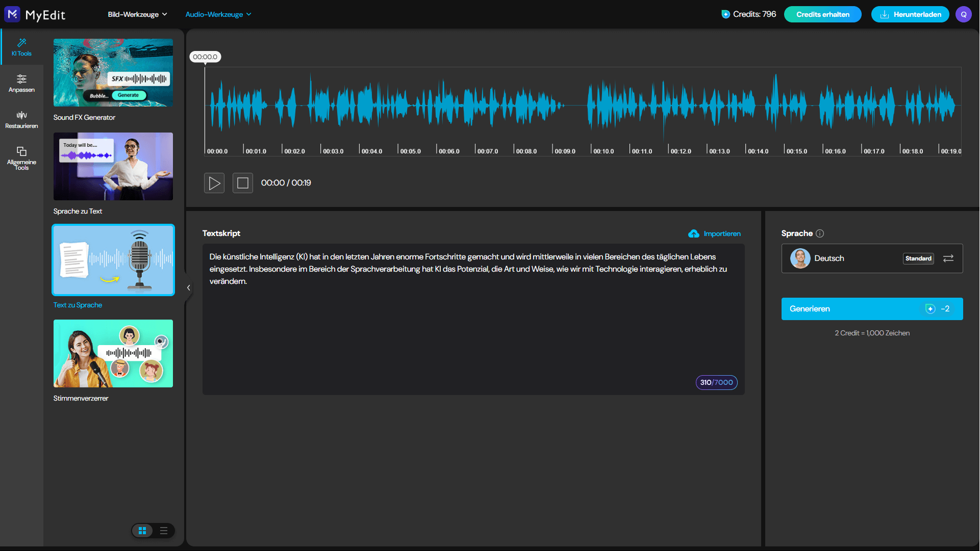 Cyberlink MyEdit Audio - Text zu Sprache 