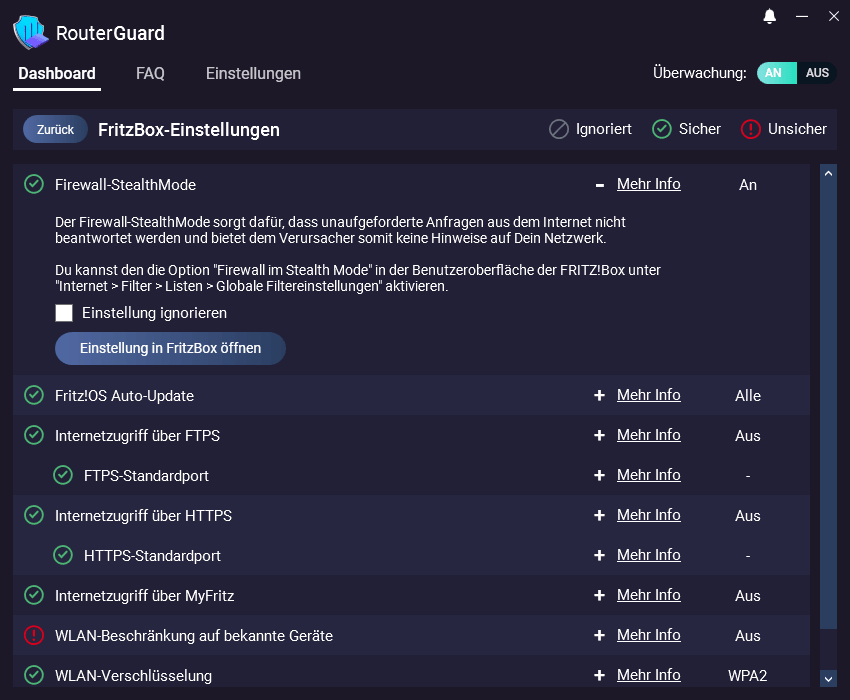 Abelssoft RouterGuard 2026 - Einstellungen
