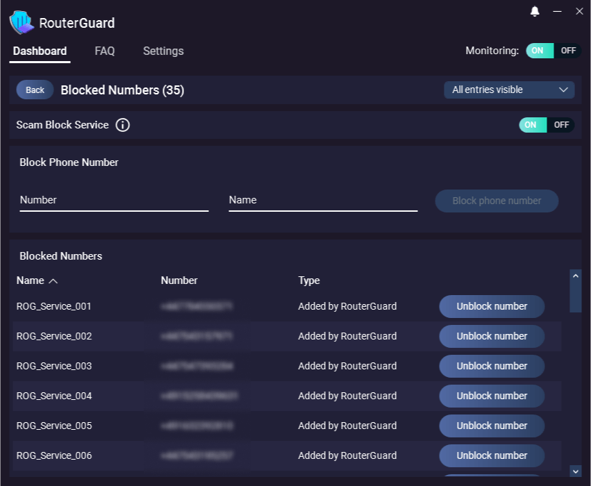 Abelssoft RouterGuard 2026 - Blocked numbers