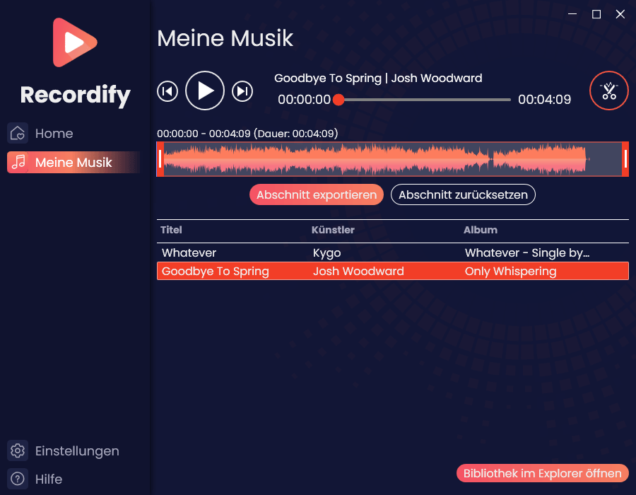 Recordify 2026 - Schneiden