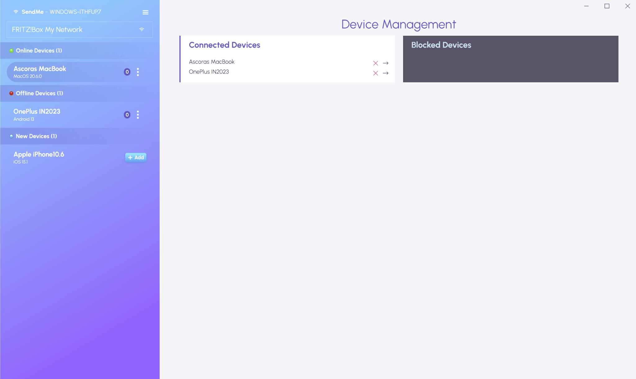 SendMe 2026 - Blocked devices