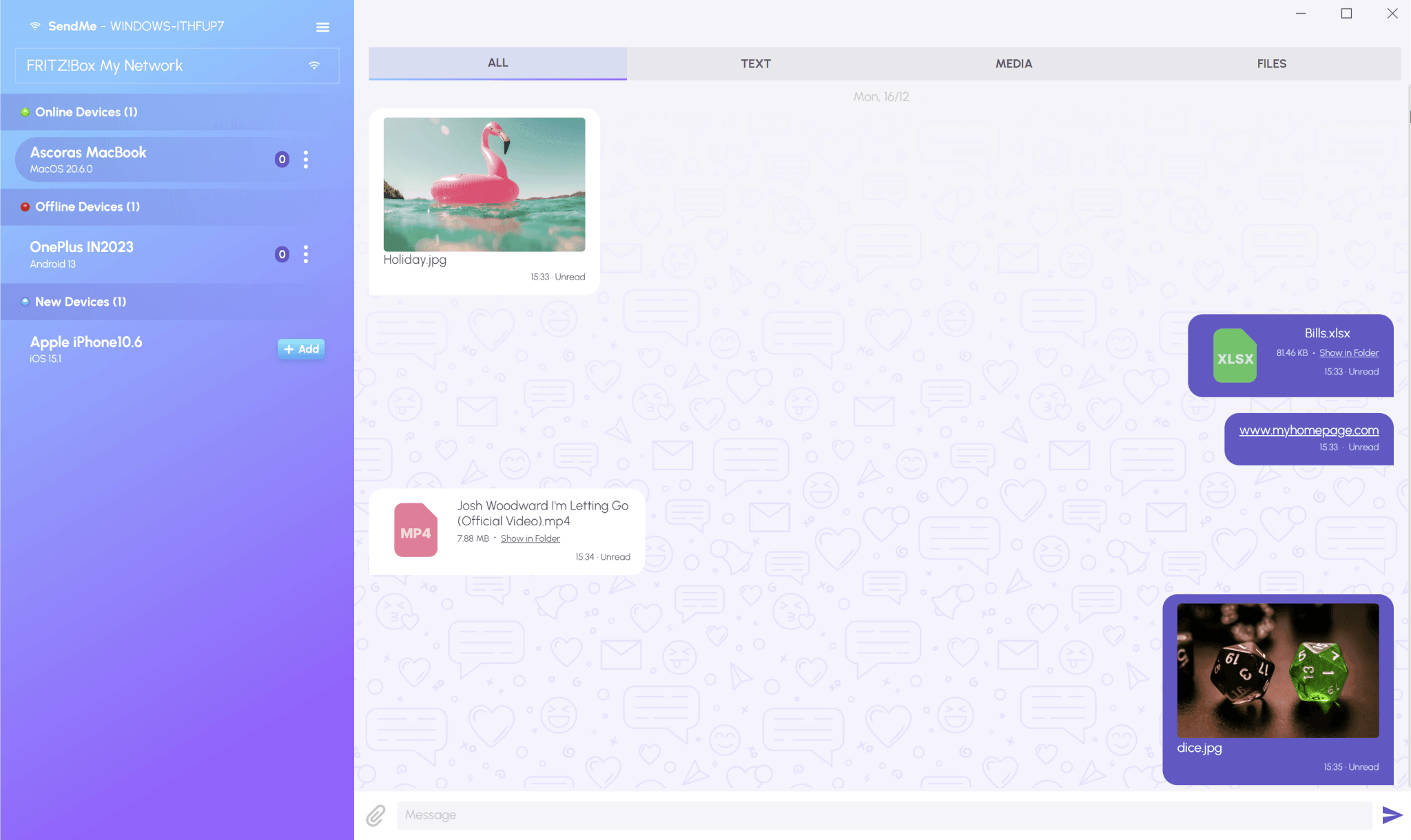 SendMe 2026 - Chat