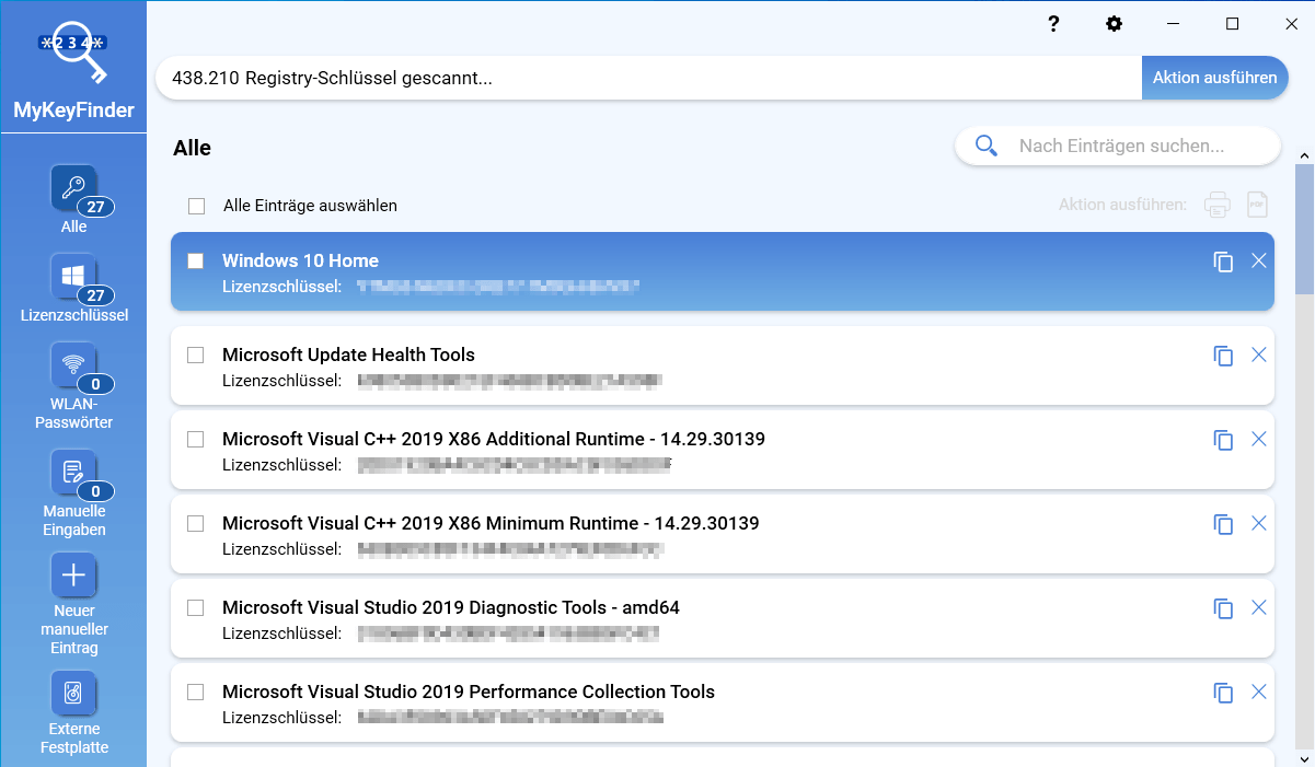 Abelssoft MyKeyFinder 2026 - Start