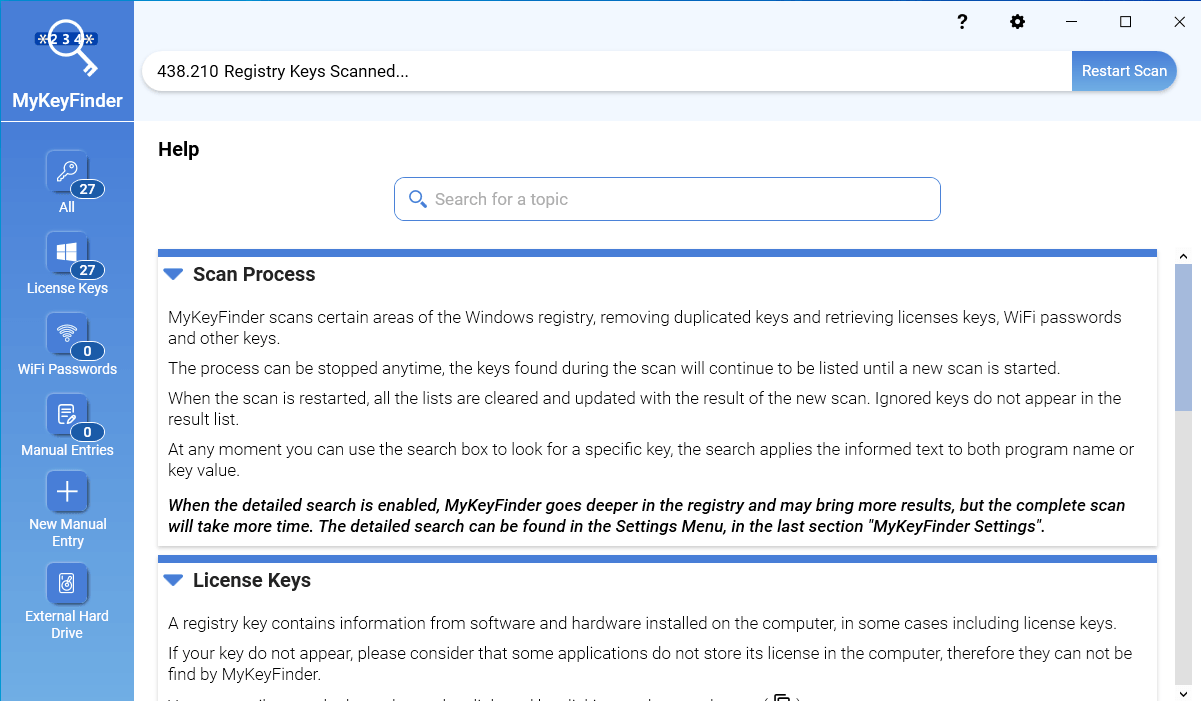 Abelssoft MyKeyFinder 2026 - Help