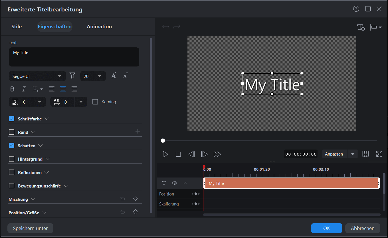 PowerDirector 2025 Ultra - Titelbearbeitung
