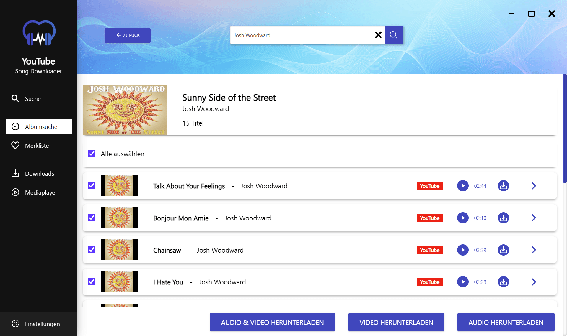 Abelssoft YouTube Song Downloader - Albumsuche 