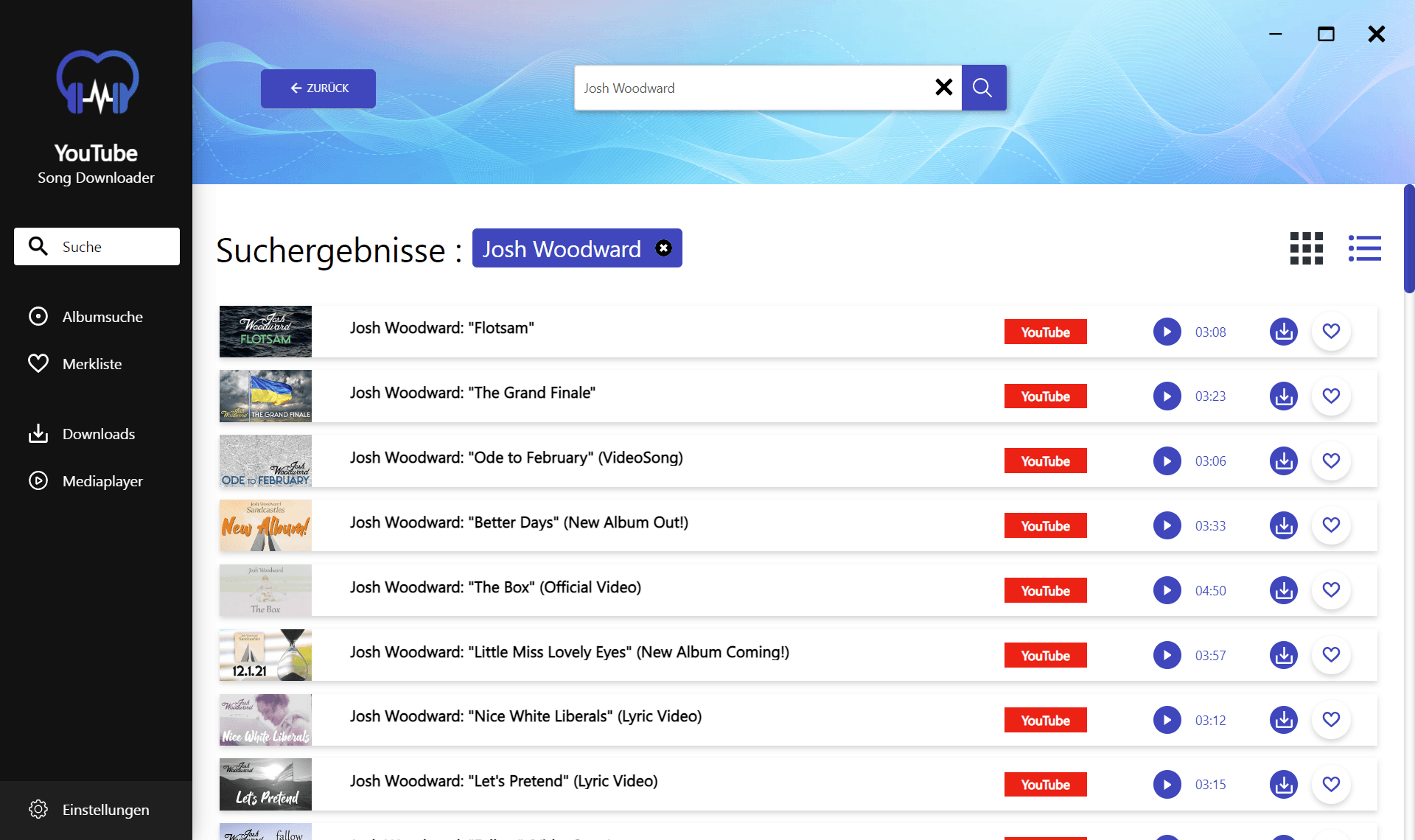 Abelssoft YouTube Song Downloader - Suche 