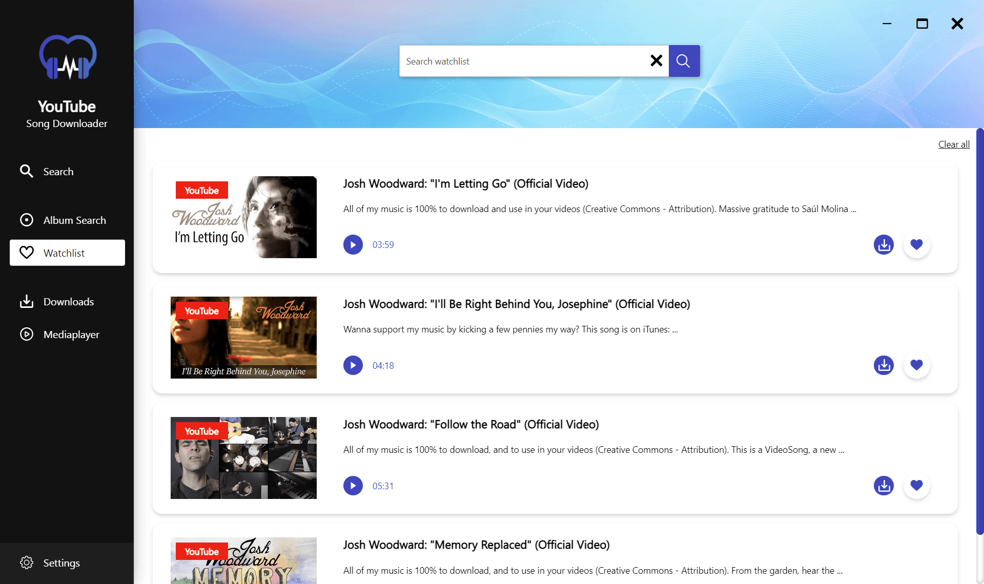 Abelssoft YouTube Song Downloader- Watchlist