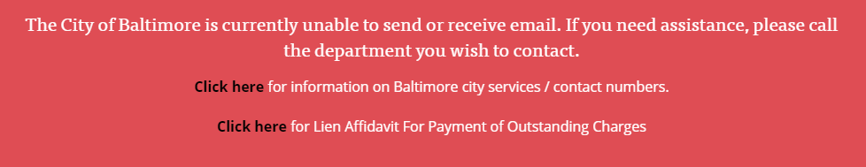 Notice on the city of Baltimore's website