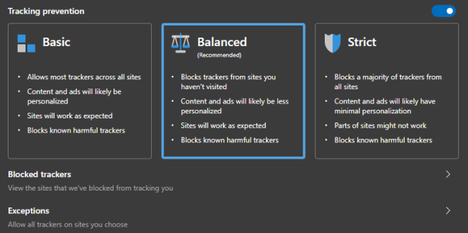 Edge tracking prevention