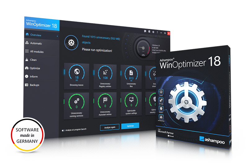 Ashampoo® WinOptimizer 18 Box & ; Capture d'écran