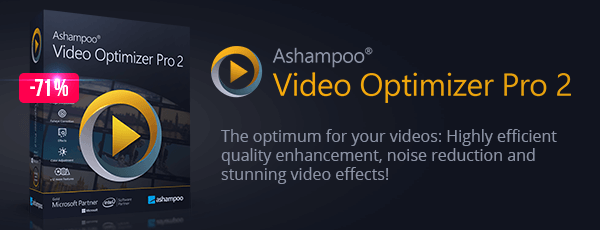 Ashampoo Video optimizer Pro 2 - The optimum for your videos: Highly efficient quality enhancement, noise reduction and stunning video effects!
