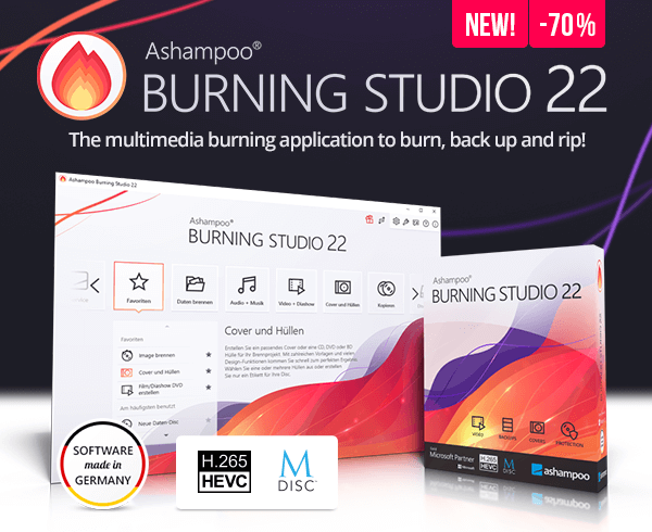 Ashampoo Burning Studio 22 | The multimedia burning application to burn, back up and rip!