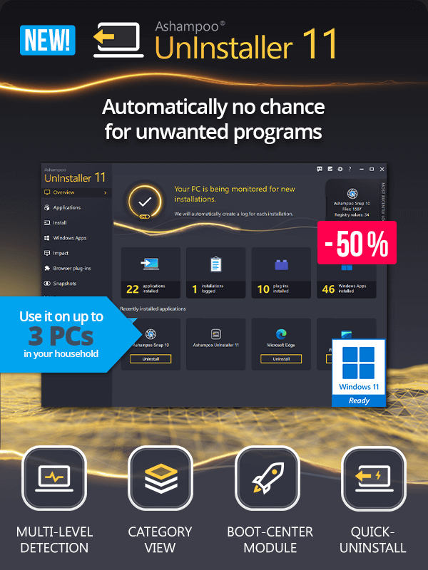 Ashampoo UnInstaller 11 - No matter what you install, UnInstaller can delete it without leftovers