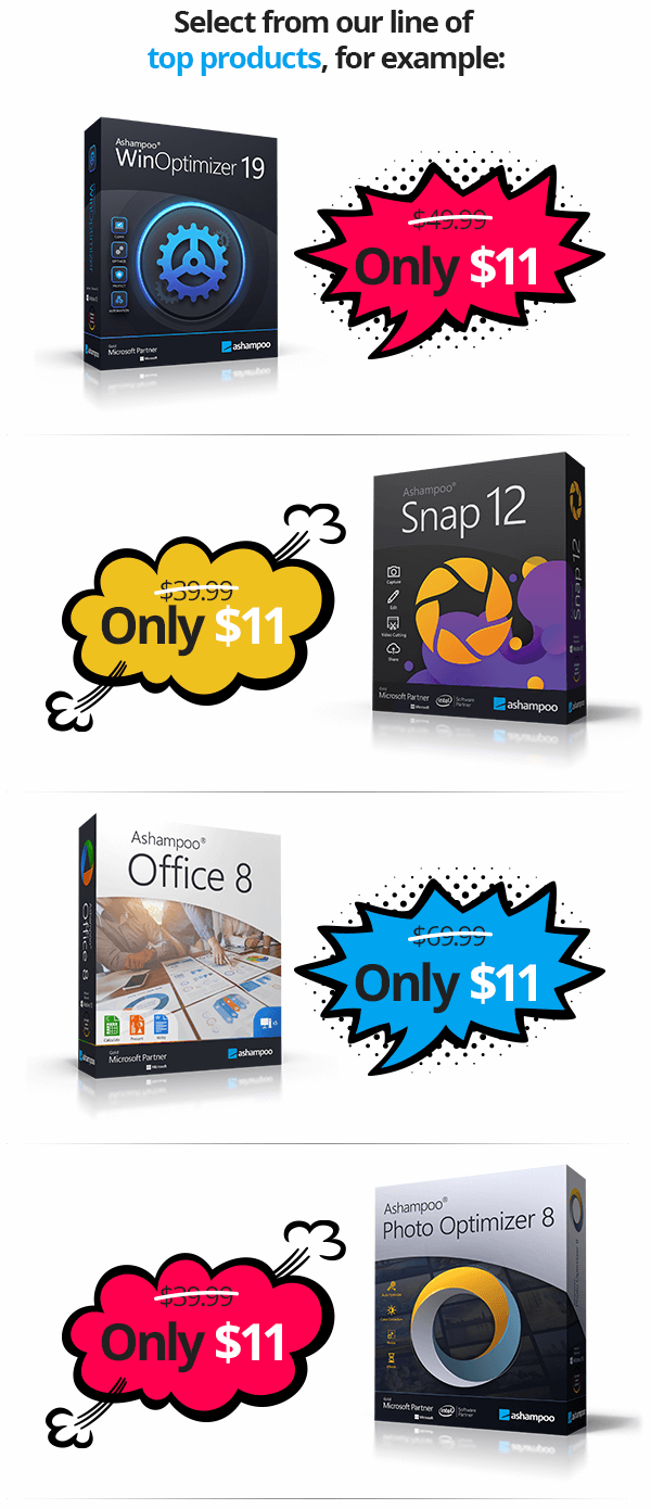 Only for a single time on Singles Day: 1 day, 11 premium software titles for 11 $ each!